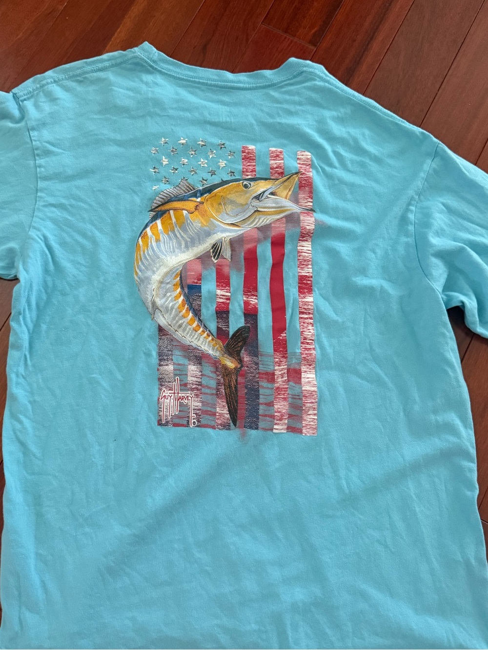 Guy Harvey Shirt Mens T Shirt Size L Blue Long Sleeve Marlin Fishing  Tee